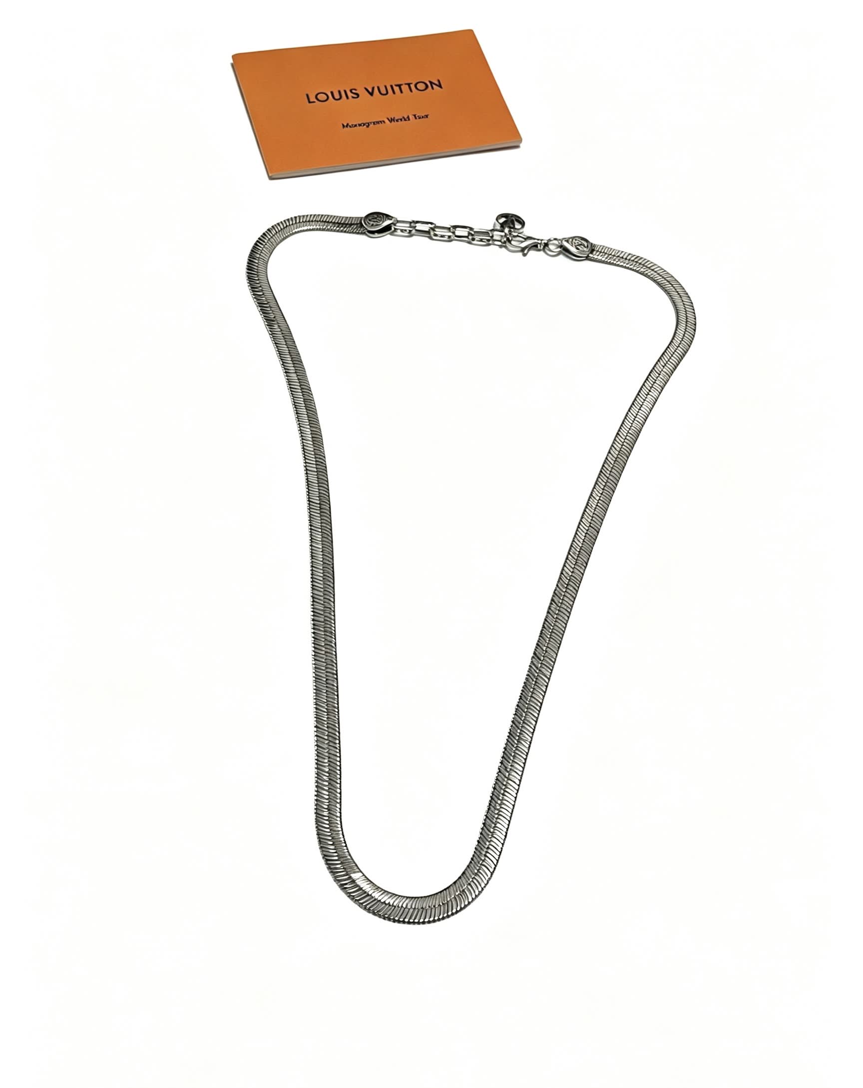 Louis Vuitton Silver Tone Chain Link Choker Necklace